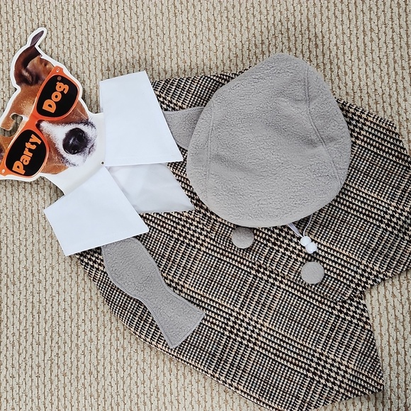 Other - Stylish Dog Costume with Hat - Brown Plaid